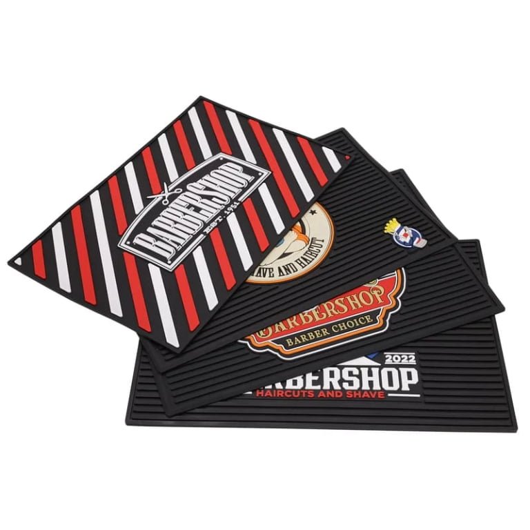 Custom Barber Station Mat With Full Color 3D PVC Logo