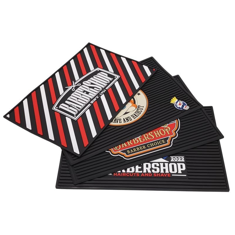 Custom Barber Station Mat With Full Color 3D PVC Logo - image 1