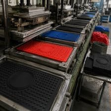 Factory floor with controlled mat manufacturing in progress