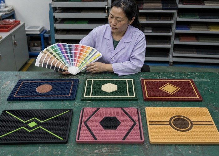 A collection of colorful custom bar mats showcasing different color ideas