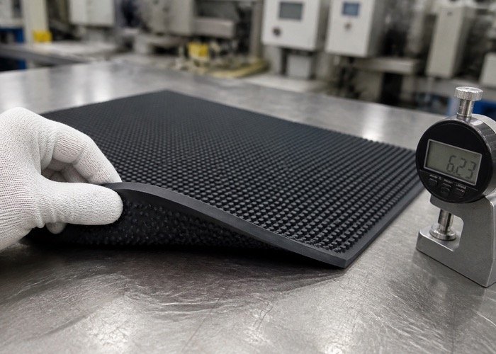 close-up of a matte finish on a thick PVC custom bar mat