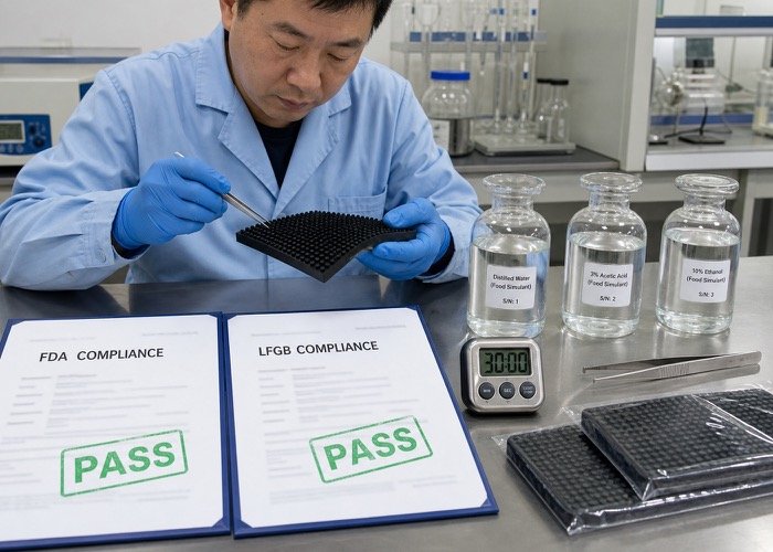 Certificates for FDA and LFGB compliance for food-grade PVC materials.